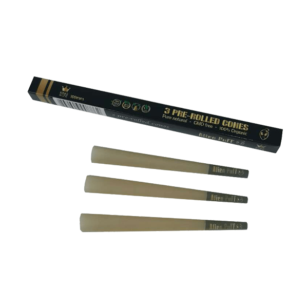 Alien Puff Smoking Products Alien Puff Black & Gold King Size Pre-Rolled Cones (25 Pack)