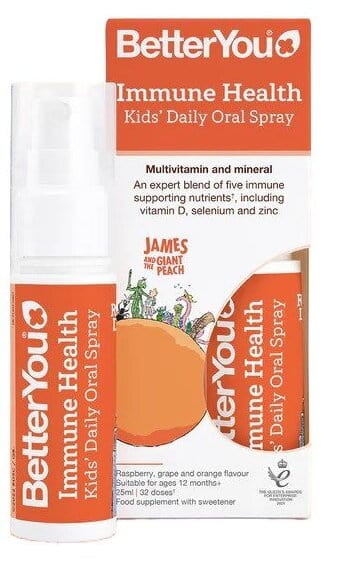 BetterYou Immune Health Kid's Daily Oral Spray, Raspberry, Grape & Orange - 25 ml.