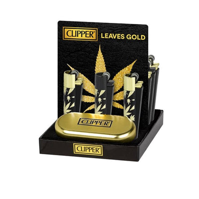 Clipper Food, Beverages & Tobacco Clipper Limited Edition Metal Flint Gold Leaves Lighters (12 Pack)