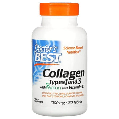 Doctor's Best Collagen Types 1 and 3 with Peptan and Vitamin C, 1000mg - 180 tabs