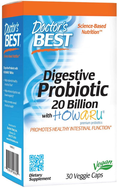 Doctor's Best Digestive Probiotic, 20 Billion CFU - 30 vcaps