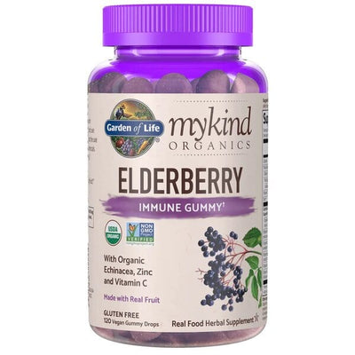 Garden of Life Mykind Organics Elderberry, Real Fruit - 120 vegan gummy drops