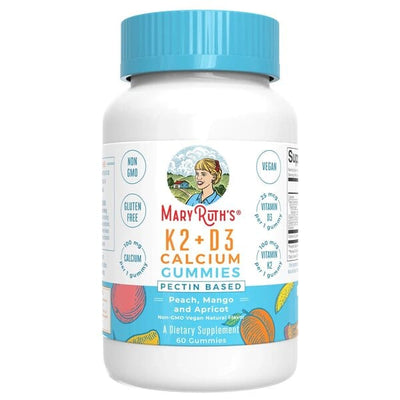 MaryRuth Organics K2 + D3 Calcium Gummies, Peach, Mango & Apricot - 60 gummies