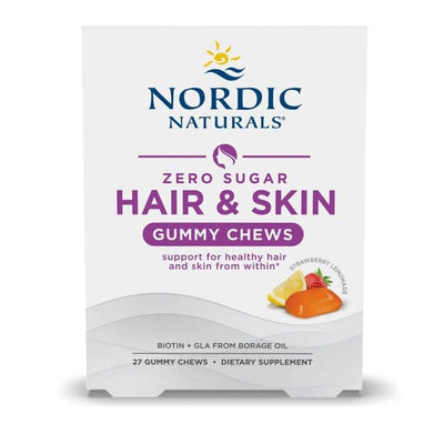 Nordic Naturals Hair & Skin Gummy Chews, Strawberry Lemonade - 27 gummy chews