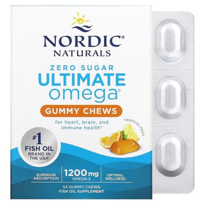 Nordic Naturals Ultimate Omega Gummy Chews, 1200mg Tropical Fruit - 54 gummies