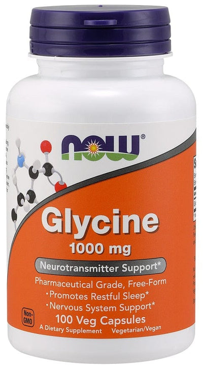 NOW Foods Glycine, 1000mg - 100 vcaps