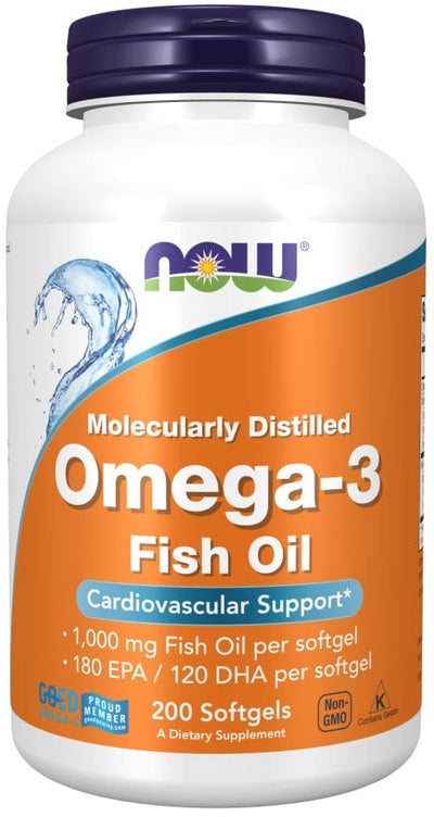 NOW Foods Omega-3 Fish Oil, Molecularly Distilled - 200 softgels