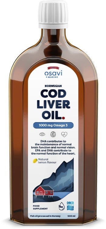 Osavi Norwegian Cod Liver Oil, 1000mg Omega 3 (Lemon) - 500 ml.