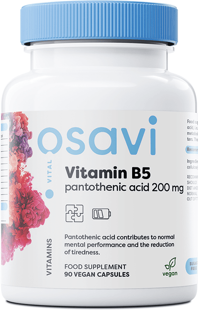 Osavi Vitamin B5 Pantothenic Acid, 200mg - 90 vegan caps