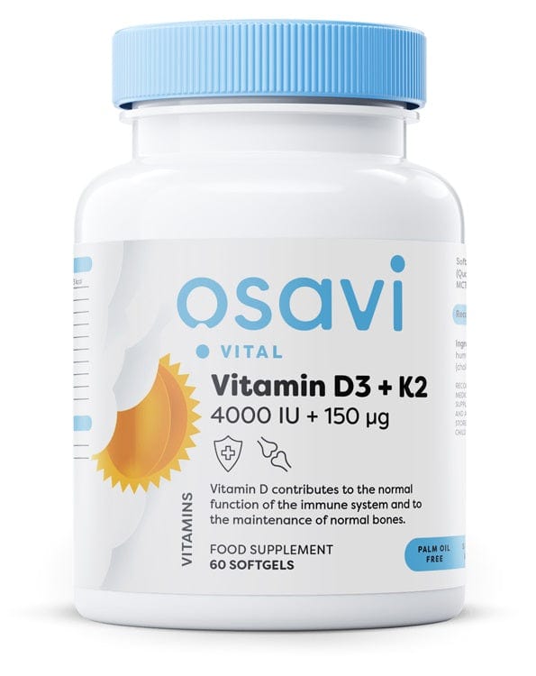 Osavi Vitamin D3 + K2, 4000IU + 150mcg - 60 softgels