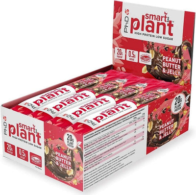 PhD Smart Bar Plant, Peanut Butter & Jelly - 12 x 64g