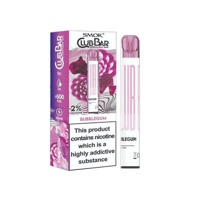Smok Vaping Products Bubblegum 20mg Smok Club Bar Disposable Vape Pen 600 Puffs