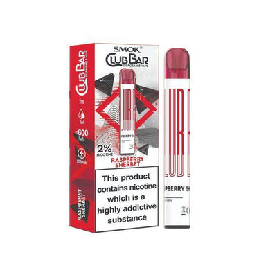 Smok Vaping Products Raspberry Sherbet 20mg Smok Club Bar Disposable Vape Pen 600 Puffs