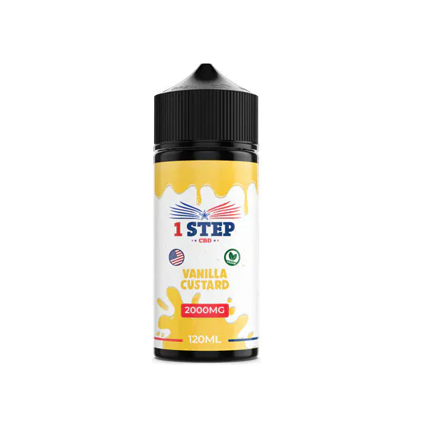 1 Step CBD CBD Products Vanilla Custard 1 Step CBD 2000mg CBD E-liquid 120ml (BUY 1 GET 1 FREE)