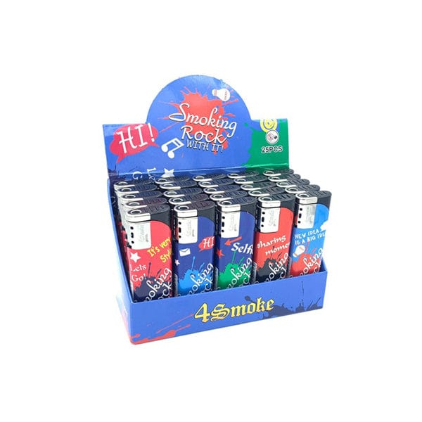 4Smoke Food, Beverages & Tobacco 4Smoke Wind-Proof Printed Lighters (25 Pack)