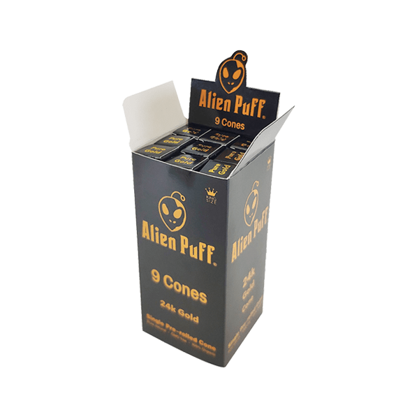 Alien Puff Food, Beverages & Tobacco Alien Puff Black & Gold King Size Pre-Rolled 24K Gold Cones (9 Pack)