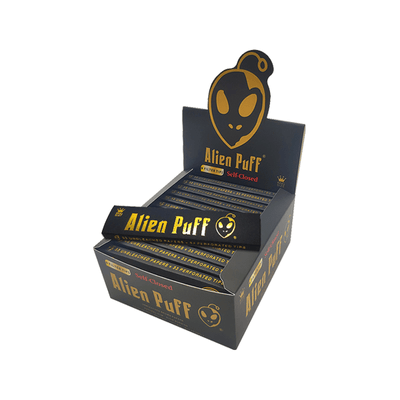 Alien Puff Food, Beverages & Tobacco Alien Puff Black & Gold King Size Unbleached Brown Rolling Papers + Tips (24 Pack)