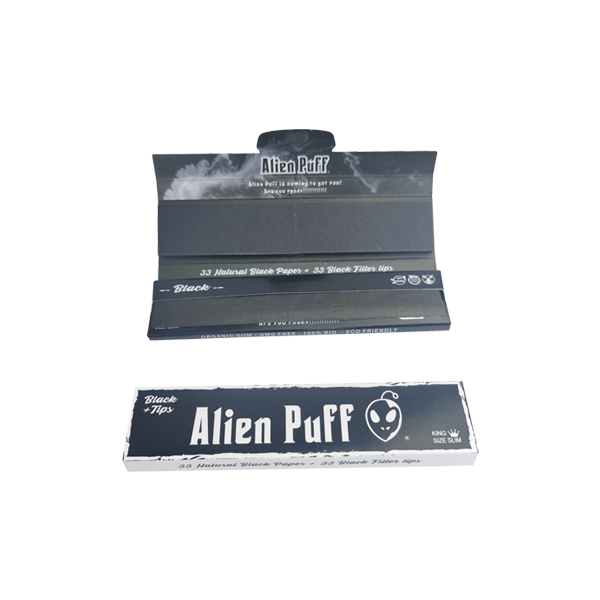 Alien Puff Smoking Products 33 Alien Puff King Size Black Rolling Papers With Tips ( HP2216 )