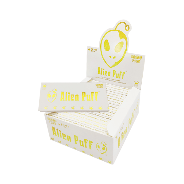 Alien Puff Smoking Products 33 Alien Puff White & Gold King Size Unbleached Brown Rolling Papers ( HP109 )