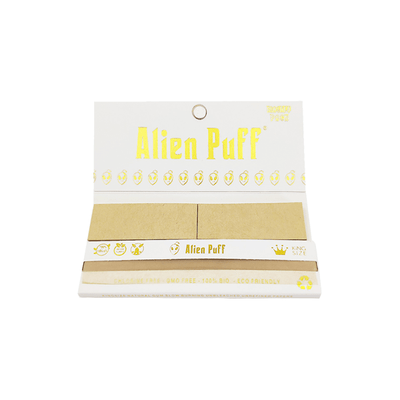 Alien Puff Smoking Products 33 Alien Puff White & Gold King Size Unbleached Brown Rolling Papers ( HP109 )