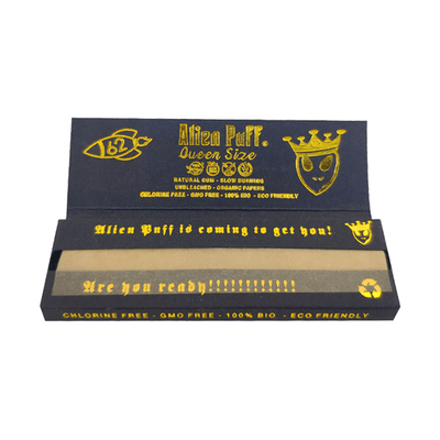 Alien Puff Smoking Products 62 Alien Puff Black & Gold Queen Size Unbleached Brown Rolling Papers