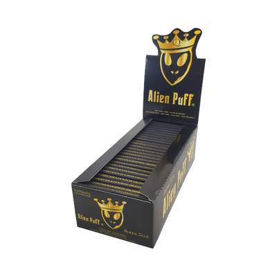 Alien Puff Smoking Products 62 Alien Puff Black & Gold Queen Size Unbleached Brown Rolling Papers ( HP124 )