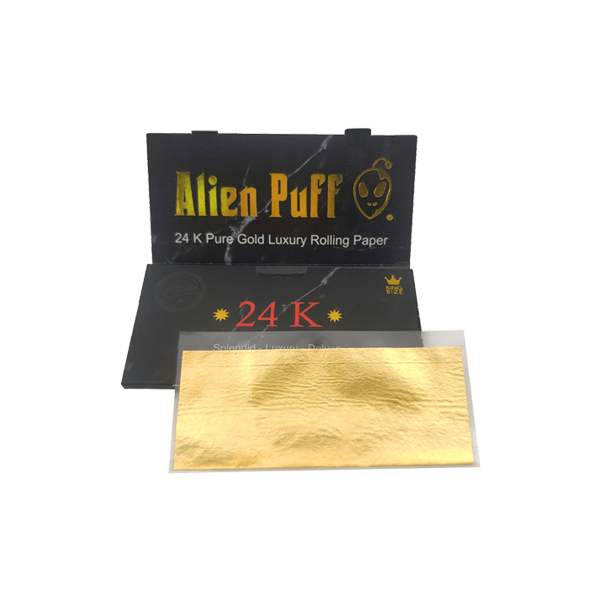Alien Puff Smoking Products Alien Puff Black & Gold King Size 24K Gold Rolling Papers (12 Pack)