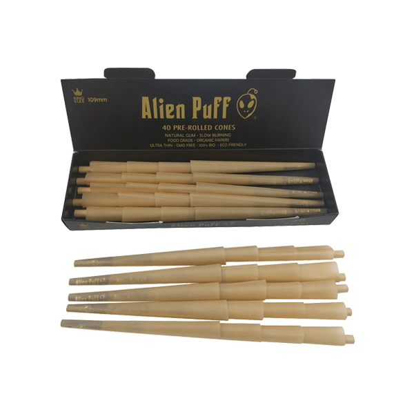 Alien Puff Smoking Products Alien Puff Black & Gold King Size Pre-Rolled 109mm Cones (40 Pack)