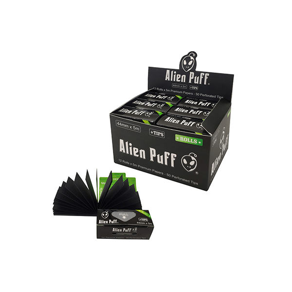 Alien Puff Smoking Products Alien Puff Rolls and Roach 5mx44mm White Rice Paper 12 Rolls (HP129)