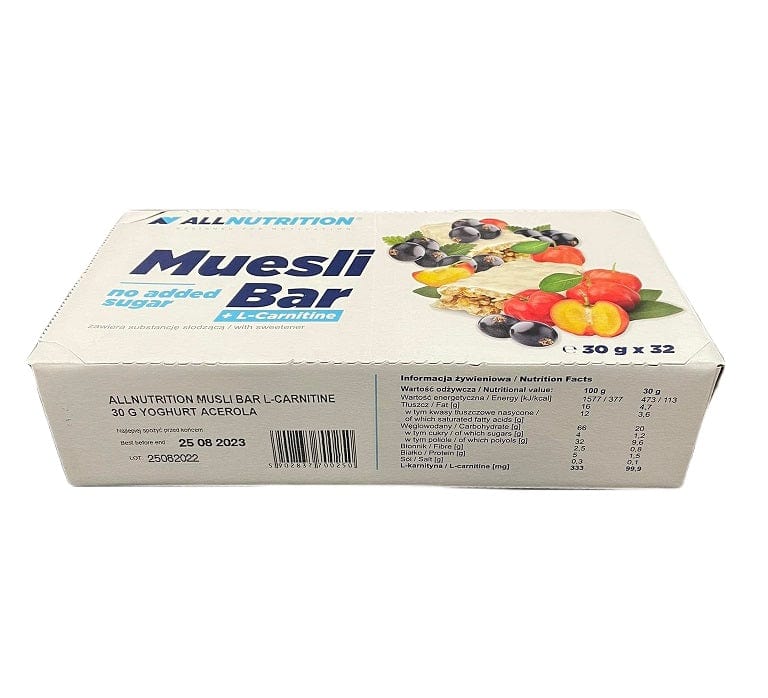 Allnutrition Health Foods Muesli Bar + L-Carnitine, Yoghurt & Acerola - 32 bars