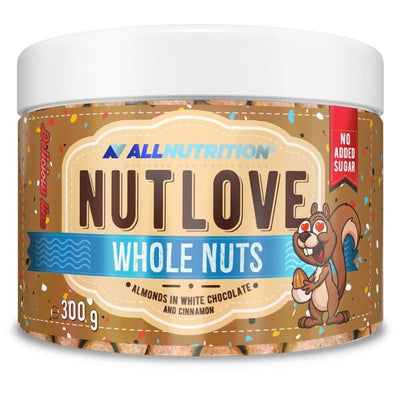 Allnutrition Health Foods Nutlove Whole Nuts, Almonds in White Chocolate & Cinnamon - 300 grams