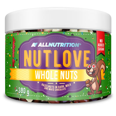 Allnutrition Health Foods Nutlove Whole Nuts, Hazelnuts in Dark, Milk and White Chocolate - 300 grams