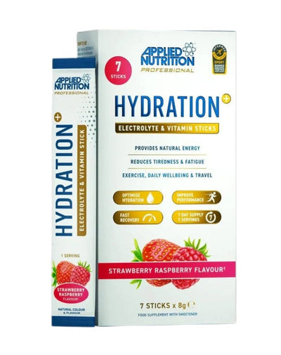 Applied Nutrition Supplements Hydration + Electrolyte & Vitamin Powder Stick Packs, Strawberry Raspberry - 7 x 8g