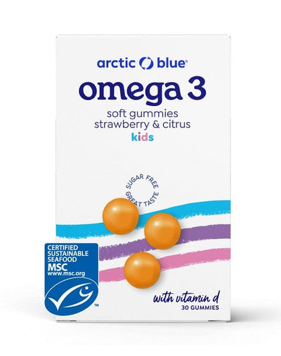 Arctic Blue Omega-3 Kids Soft Gummies with Vitamin D, Strawberry & Citrus - 30 gummies