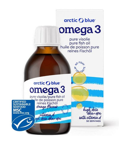 Arctic Blue Pure Fish Oil High Dose DHA + EPA with Vitamin D, Orange - 250 ml.
