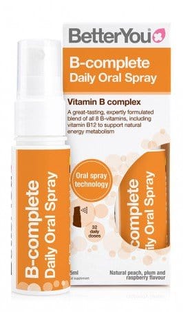 BetterYou Vitamins & Minerals B-complete Daily Oral Spray, Natural Peach, Plum & Raspberry - 25ml
