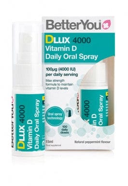 BetterYou Vitamins & Minerals DLux 4000 Daily Vitamin D Oral Spray, Natural Peppermint - 15 ml.