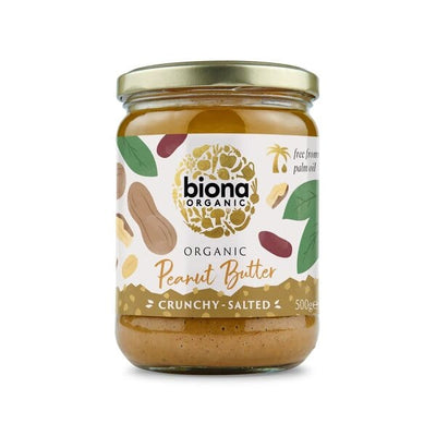 Biona Organic Peanut Butter, Crunchy Salted - 500g