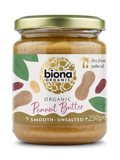 Biona Organic Peanut Butter, Smooth Unsalted - 250g