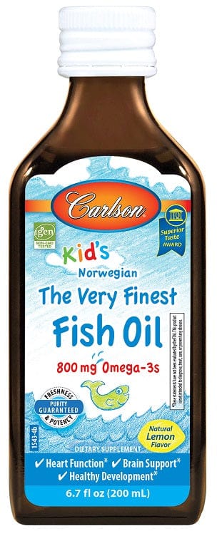 Carlson Labs Health and Wellbeing Kid's The Very Finest Fish Oil, 800mg Lemon - 200 ml.