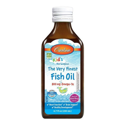 Carlson Labs Health and Wellbeing Kid's The Very Finest Fish Oil, 800mg Natural Mixed Berry - 200 ml.