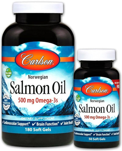Carlson Labs Omegas, EFAs, CLA, Oils Norwegian Salmon Oil - 180 + 50 softgels