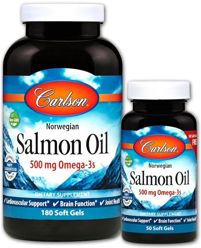Carlson Labs Omegas, EFAs, CLA, Oils Norwegian Salmon Oil - 180 + 50 softgels