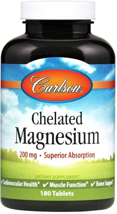 Carlson Labs Vitamins & Minerals Chelated Magnesium, 200mg - 180 tablets