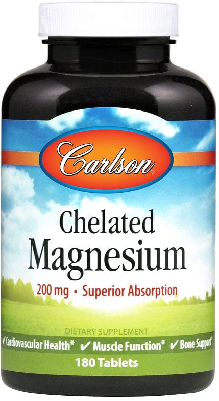 Carlson Labs Vitamins & Minerals Chelated Magnesium, 200mg - 180 tablets