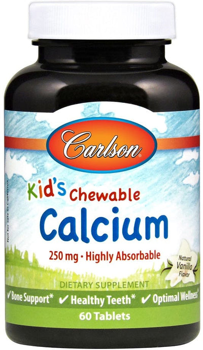 Carlson Labs Vitamins & Minerals Kid's Chewable Calcium, 250mg Natural Vanilla - 60 tablets