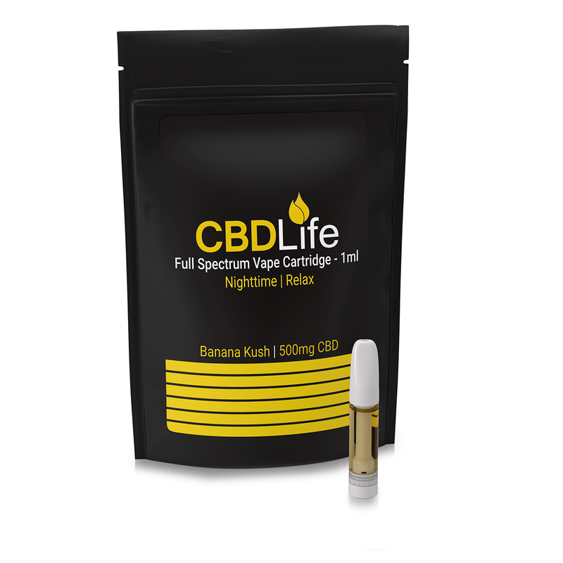 CBDLife CBD Products Banana Kush CBDLife 500mg Full Spectrum Vape Cartridges 1ml *NEW*