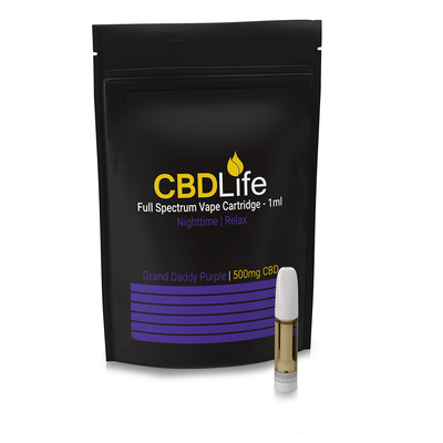 CBDLife CBD Products Grand Daddy Purple CBDLife 500mg Full Spectrum Vape Cartridges 1ml *NEW*