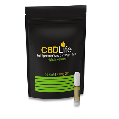 CBDLife CBD Products OG Kush CBDLife 500mg Full Spectrum Vape Cartridges 1ml *NEW*