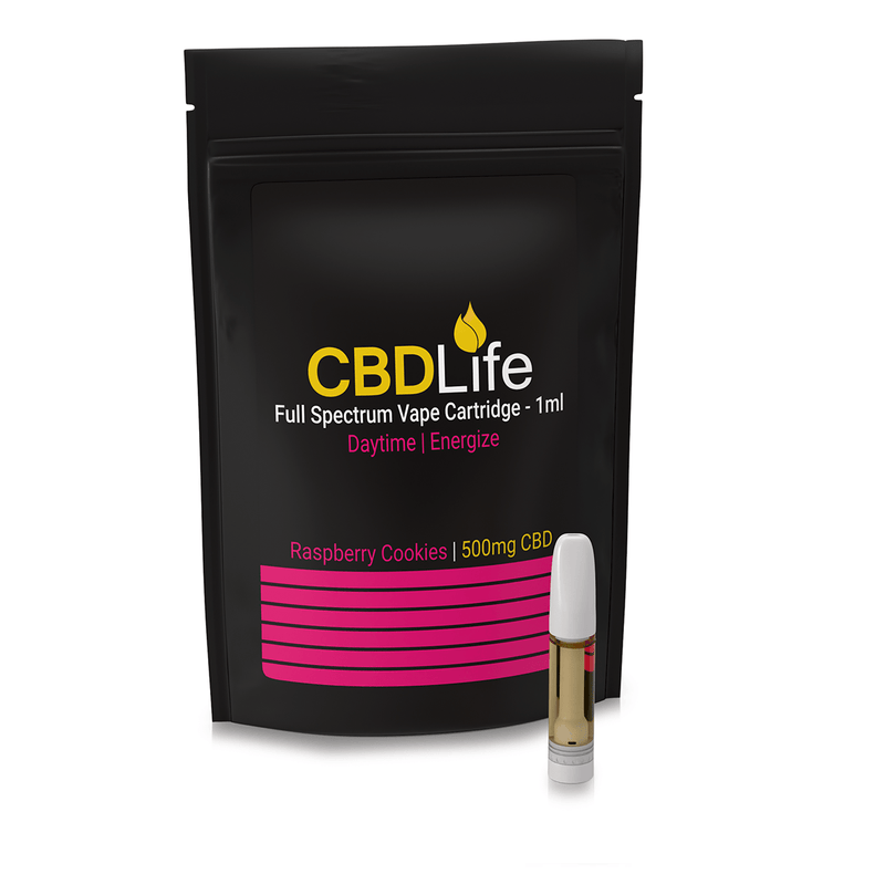 CBDLife CBD Products Raspberry Cookies CBDLife 500mg Full Spectrum Vape Cartridges 1ml *NEW*